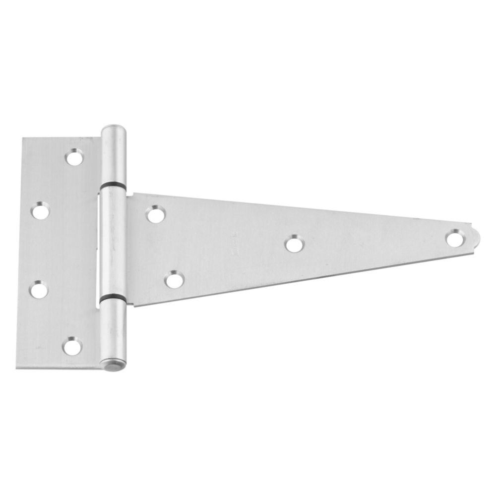 Extra heavy stainless steel T hinge with multiple mounting holes for door hardware and home improvement projects under $50.