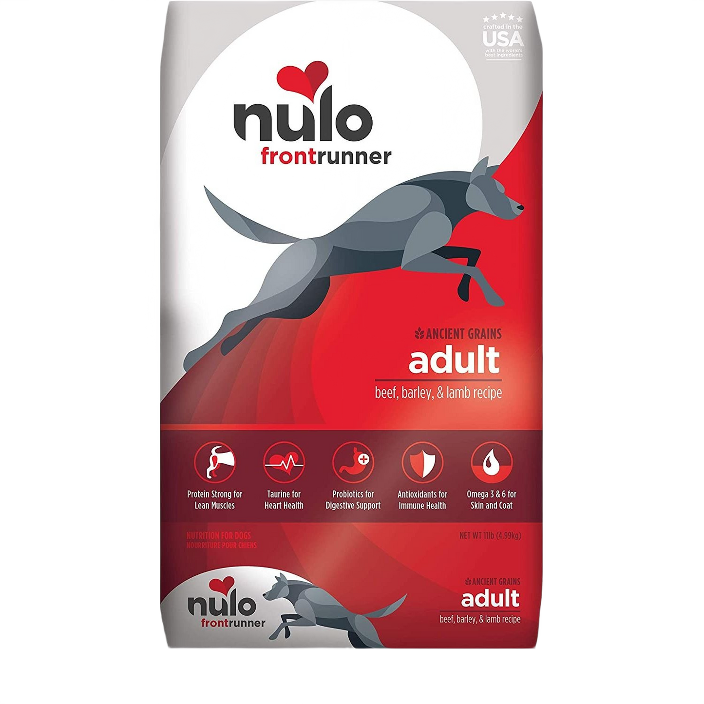 11 lb. bag of high-protein adult dry dog food with beef, barley, and lamb for active dogs in pet food collections
