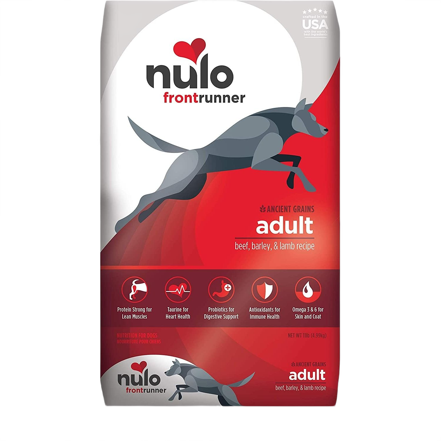 11 lb. bag of high-protein adult dry dog food with beef, barley, and lamb for active dogs in pet food collections