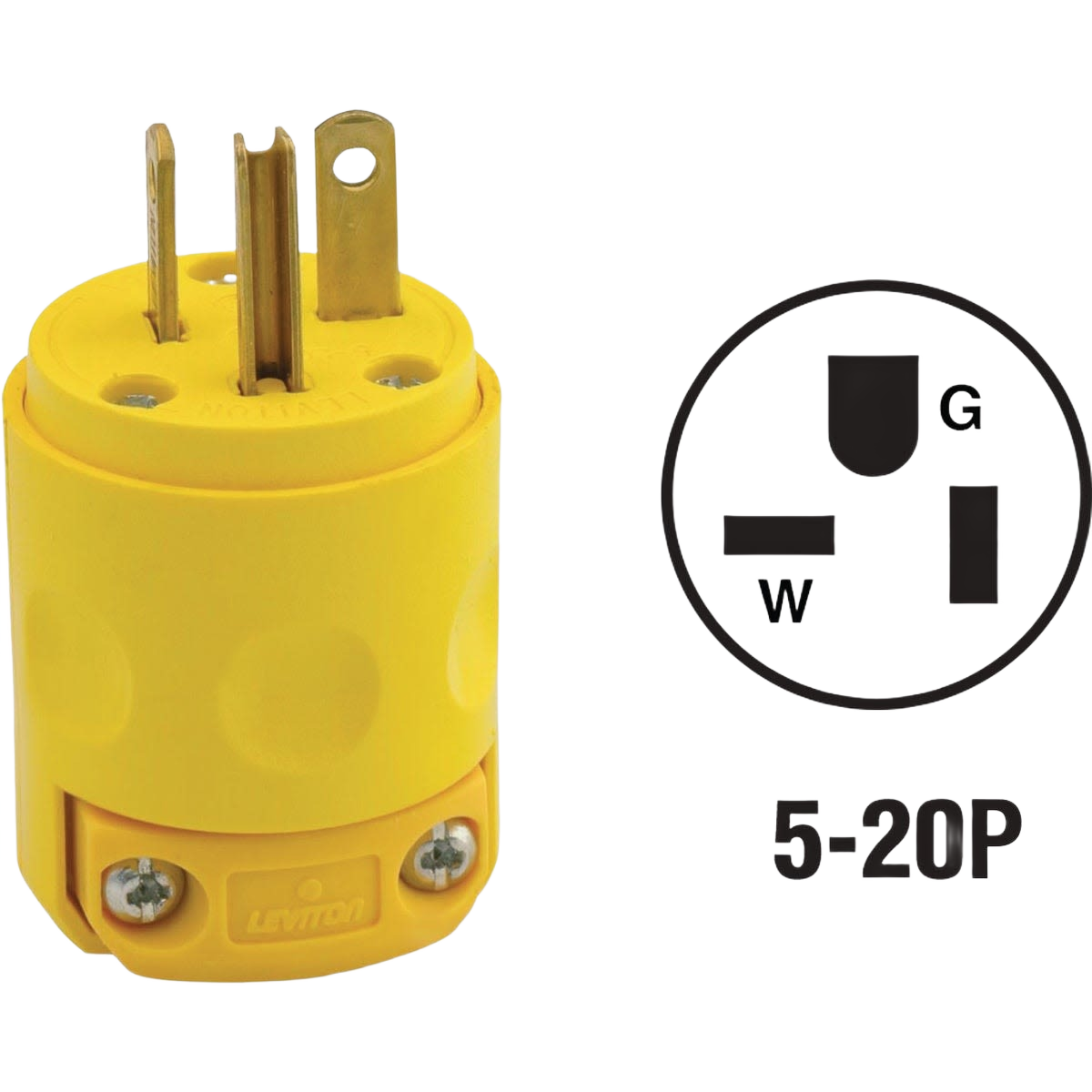 Yellow commercial grade 20 amp 250V cord plug with durable PVC housing for electrical and home improvement projects under $50