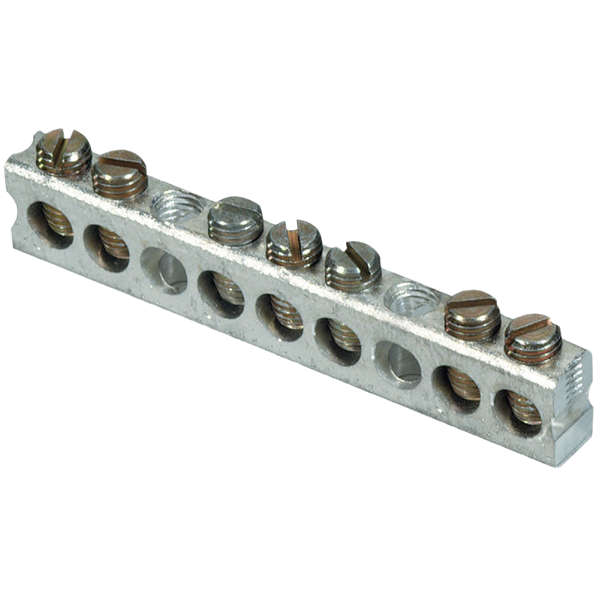 Metal ground bar kit with seven terminals and screws for electrical connections in home improvement projects