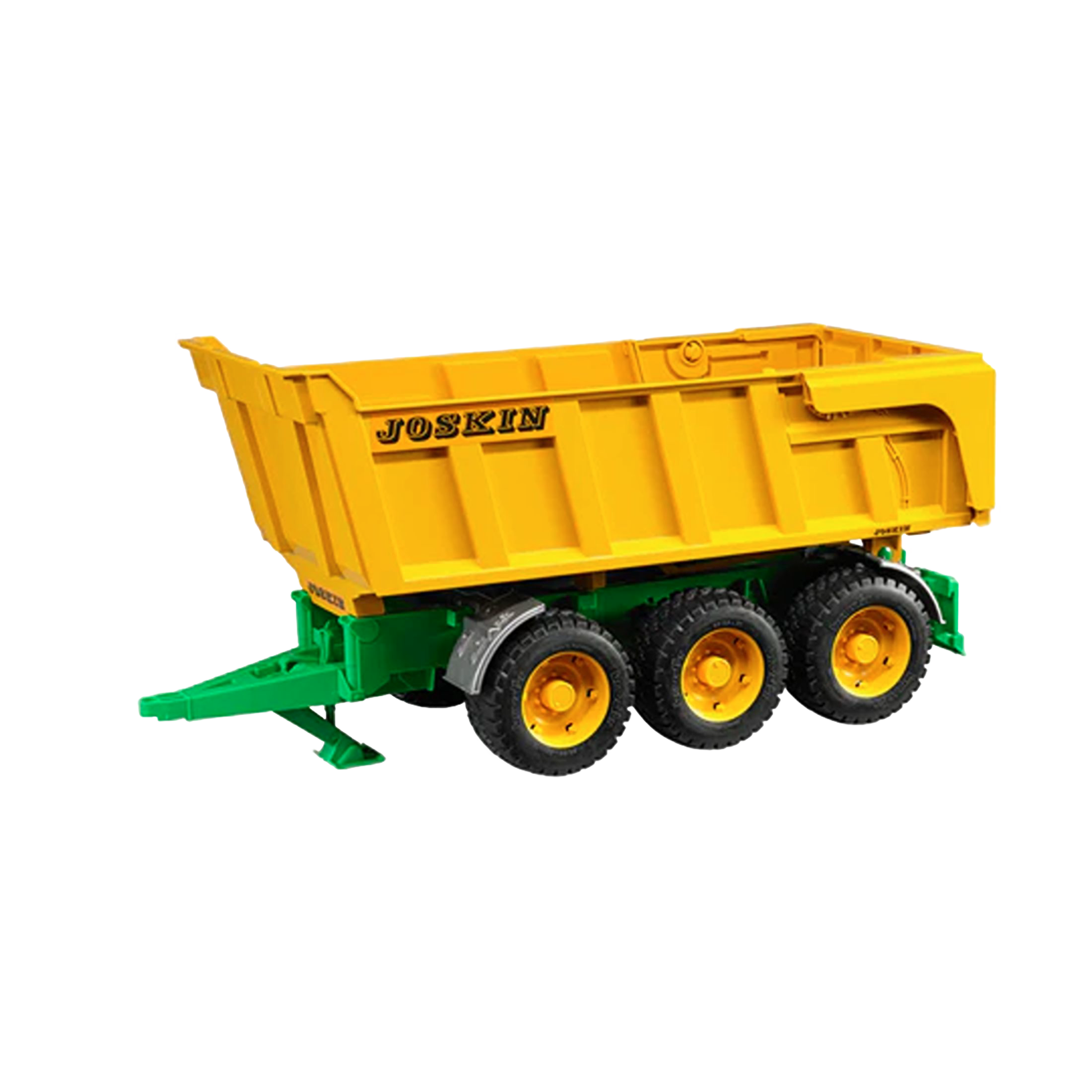 Yellow and green three-axle tipping trailer toy from Bruder Toys in Vehicles & Remote Controlled Toys collection under $100