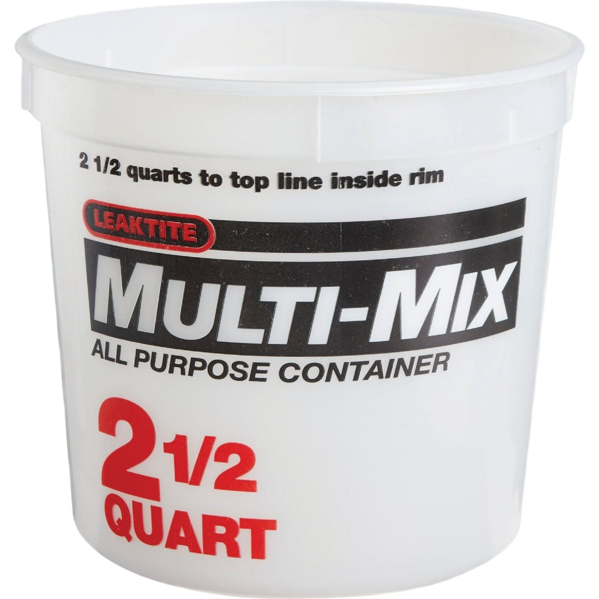 White high-density polyethylene all-purpose mixing and storage container with 2.5-quart capacity for home improvement tasks