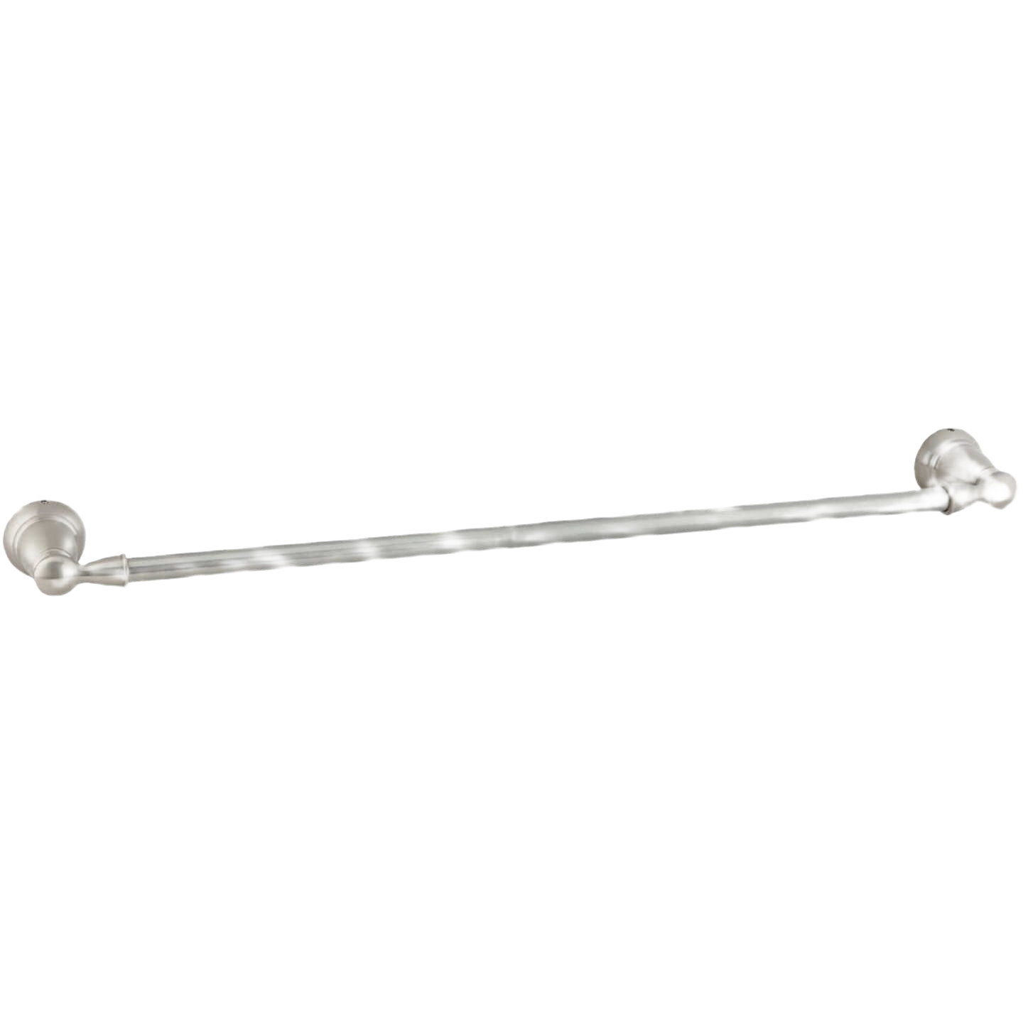 Brushed nickel towel bar with simple mounting brackets for home improvement and bathroom use