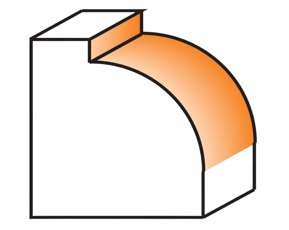CMT Orange Tools 5/8” x 1/2” Roundover Bit With Bearing, 1/4" Shank