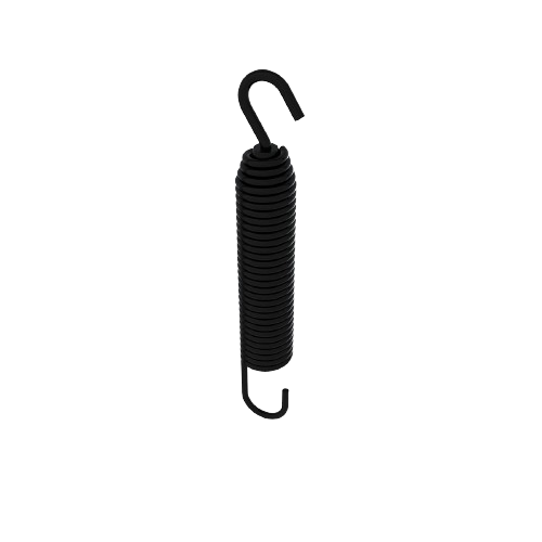 Black metal extension spring with hooked ends, part of John Deere Parts & Accessories and hardware collections under $50