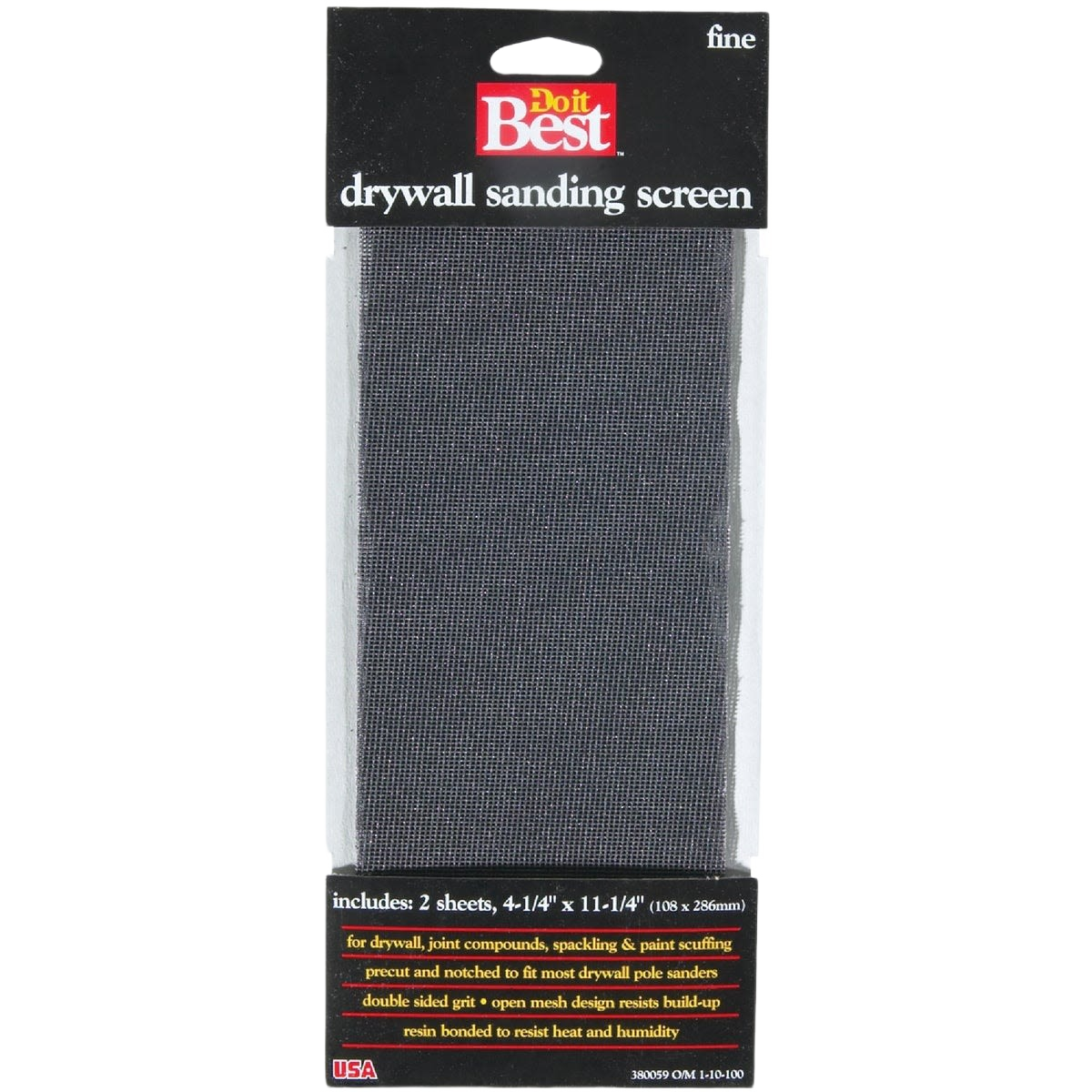Fine grit precut sanding screens with open mesh design for drywall and home improvement use, 2-pack