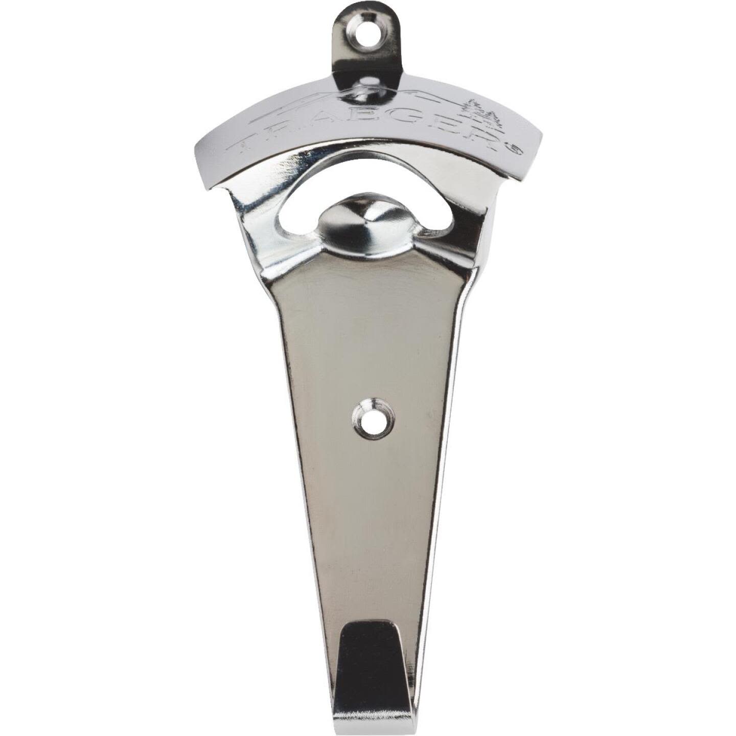 Polished chrome bottle opener and tool holder designed for grill accessories and outdoor living spaces.