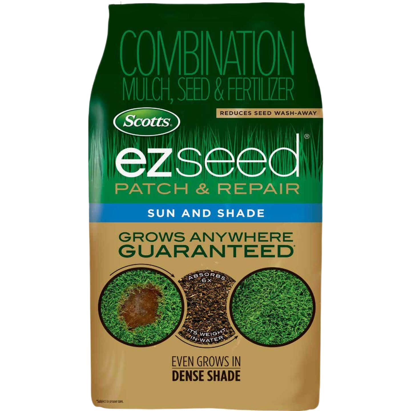 Bag of Scotts EZ Seed Patch & Repair blend with seed, mulch, and fertilizer for lawn care in sun and shade areas under $50