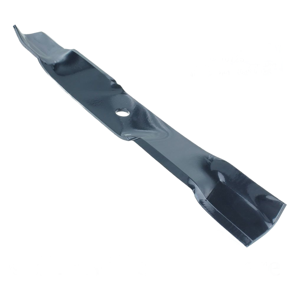 Black mulching mower blade with curved cutting edges designed for efficient lawn maintenance and home improvement tasks