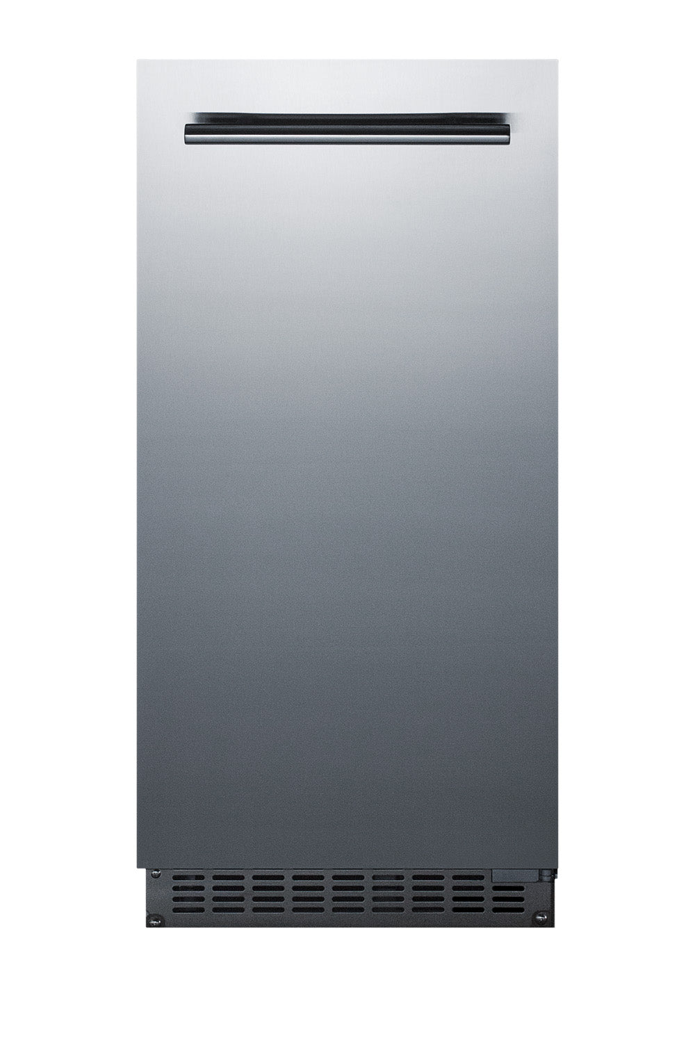 15-inch stainless steel outdoor and indoor icemaker with black handle, part of kitchen appliances and refrigerators collection