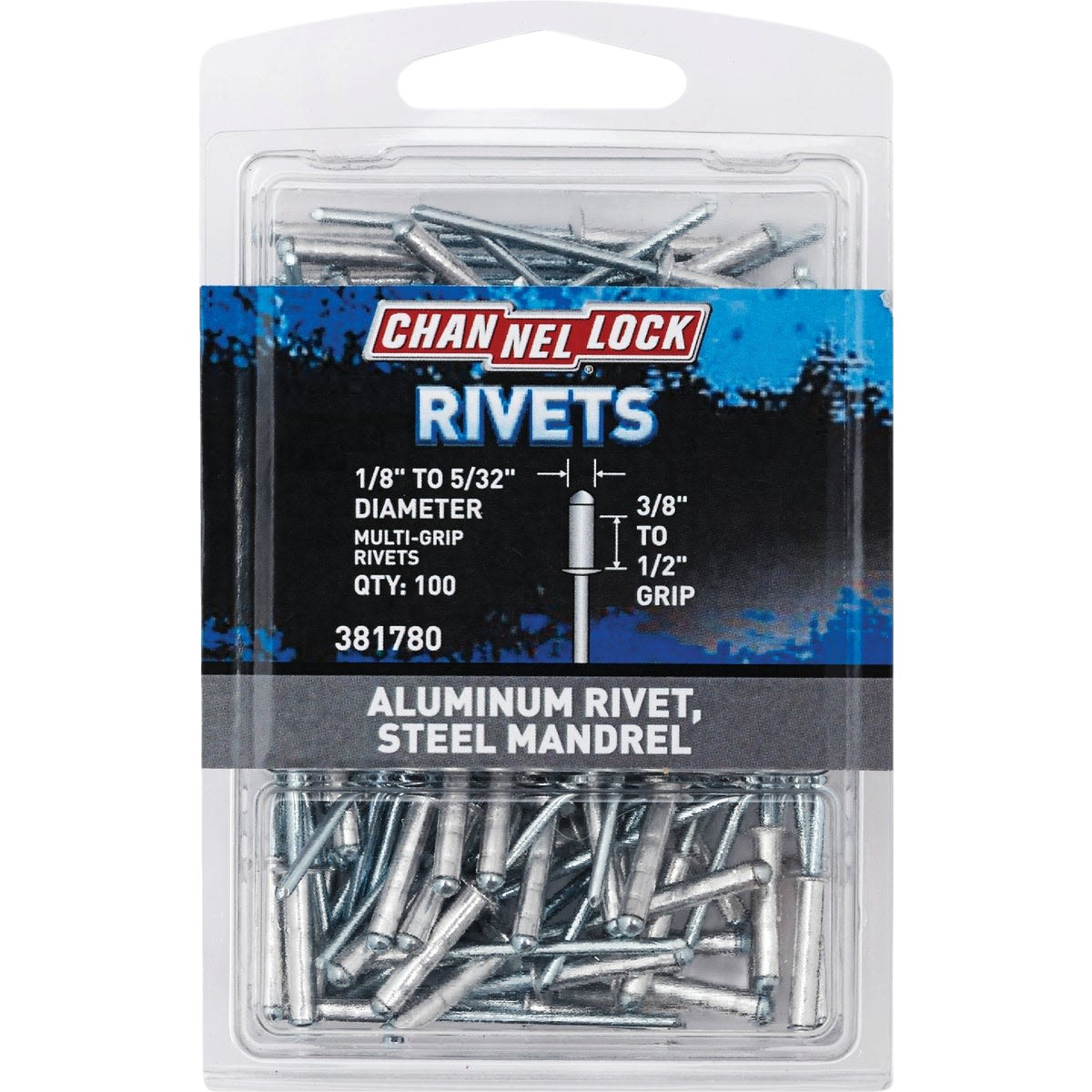 Channellock aluminum and steel grip multi-grip POP rivets pack for fasteners in hardware and tool accessories collections under $50