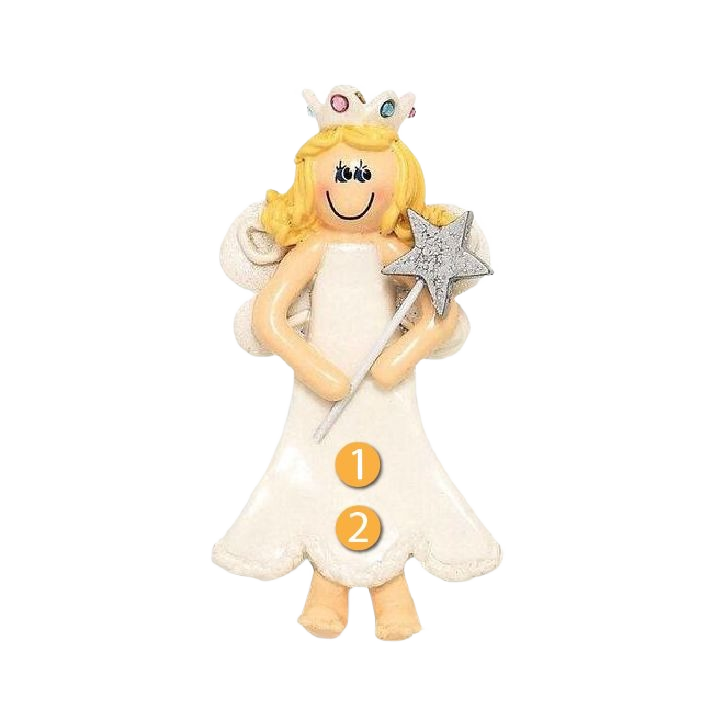 Blonde princess ornament with crown and silver star wand, charming Christmas tree decoration under $50