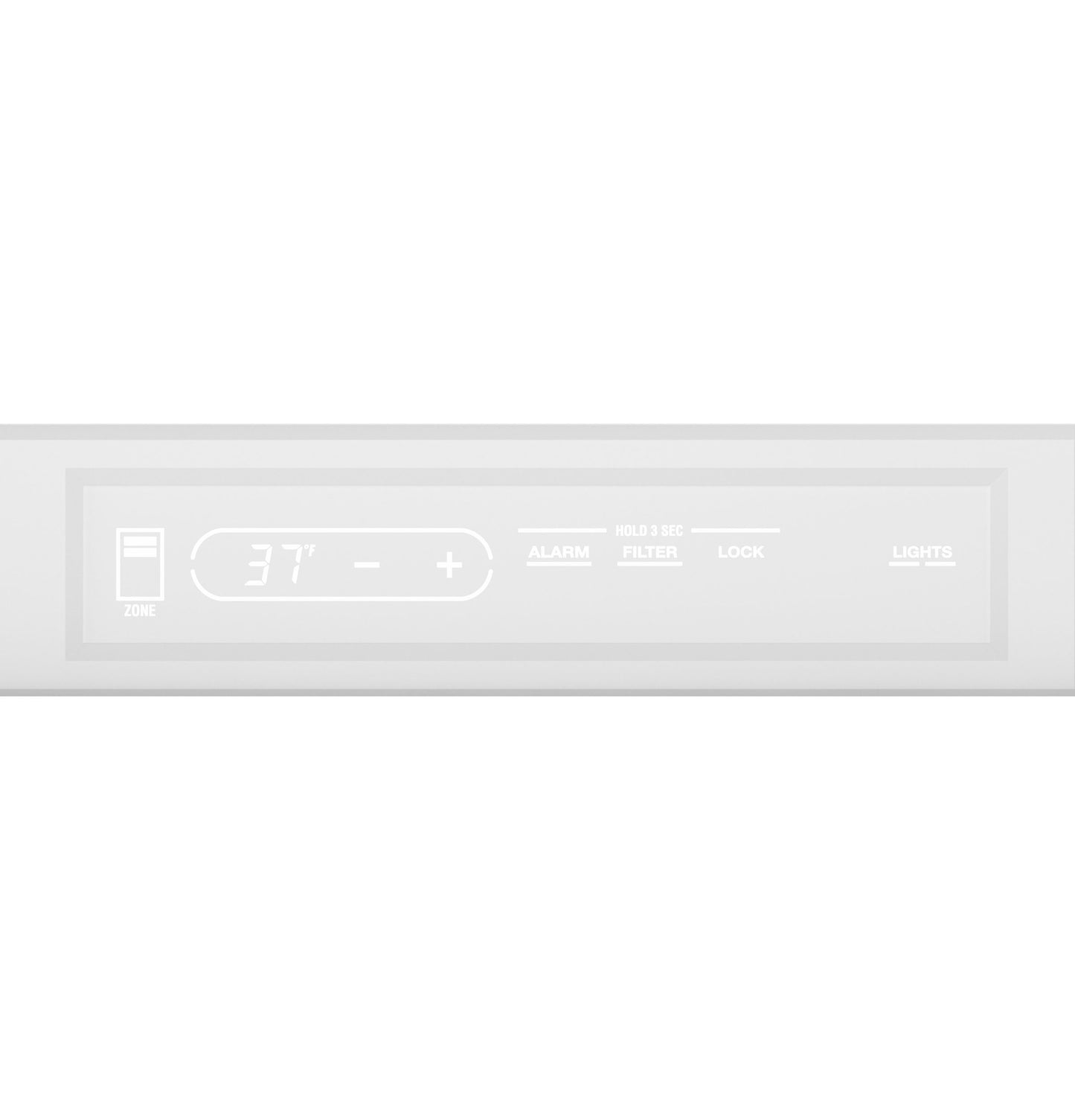 Digital control panel for temperature settings and features on a Monogram integrated glass-door refrigerator in appliances collection