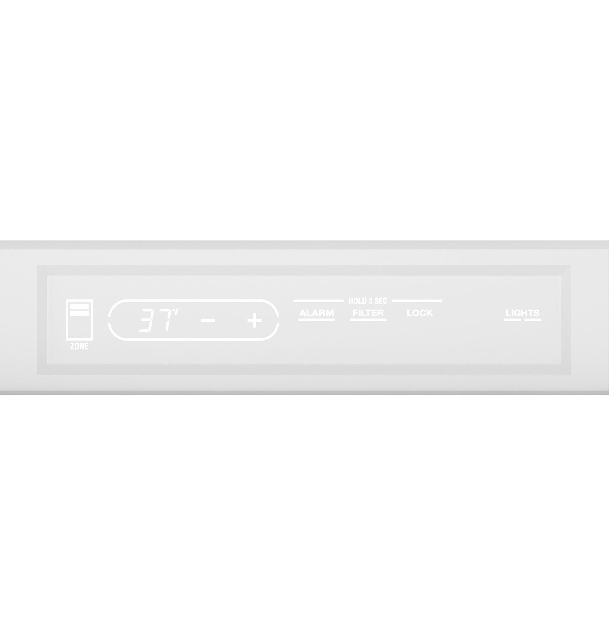 Digital control panel for temperature settings and features on a Monogram integrated glass-door refrigerator in appliances collection