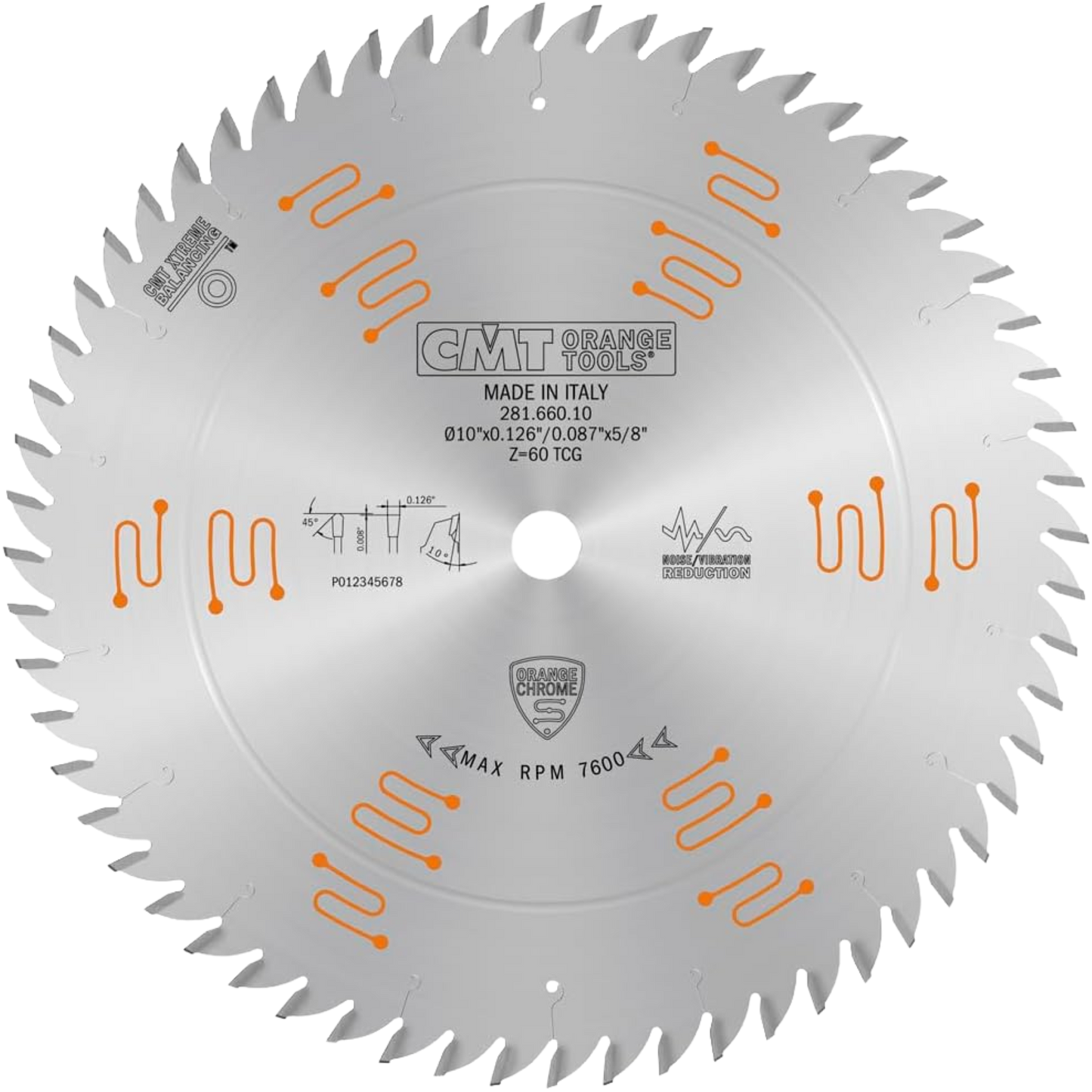CMT Orange Tools 10" 60T Heavy-Duty Fine Finish Saw Blade