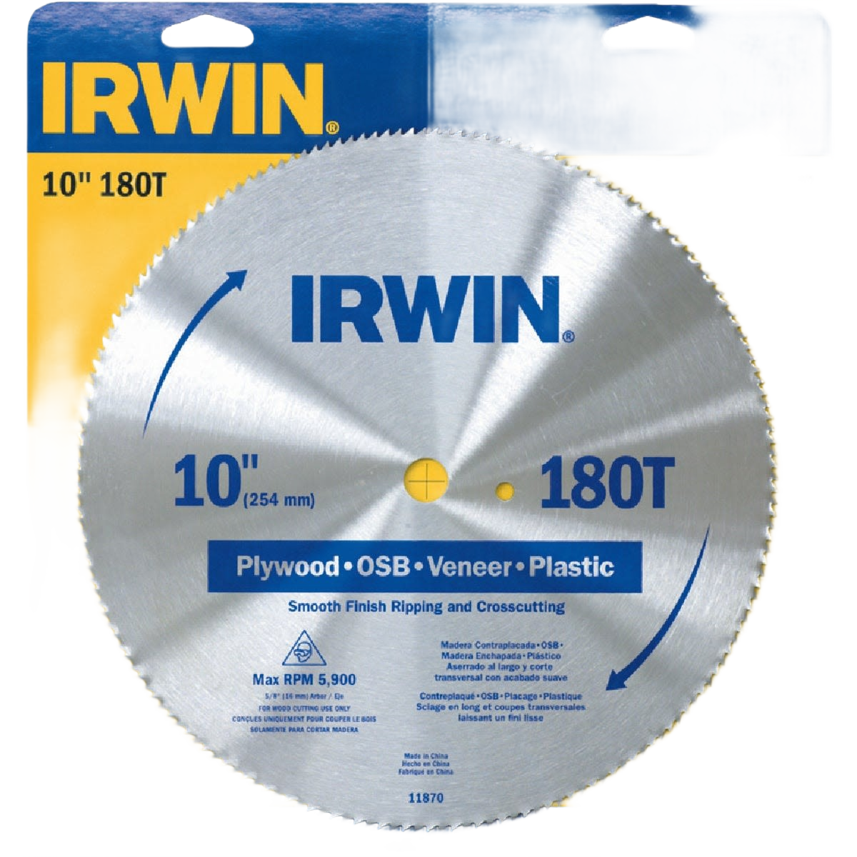 Irwin steel circular saw blade with 180 teeth for smooth ripping and crosscutting in tools and home improvement tasks