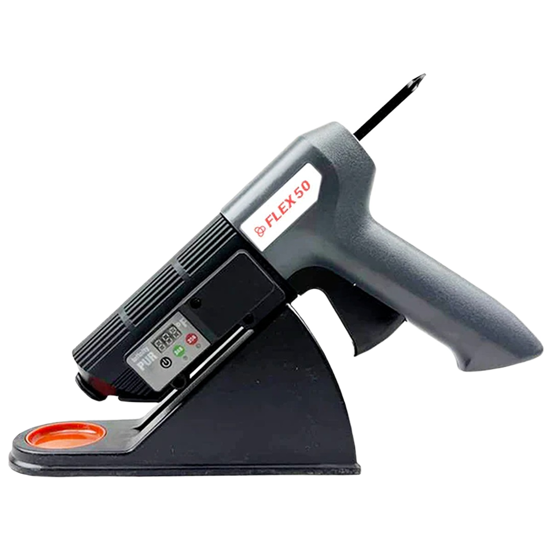 Gray and black handheld hot melt applicator with digital display and detachable cord, for paint and home improvement tools collections