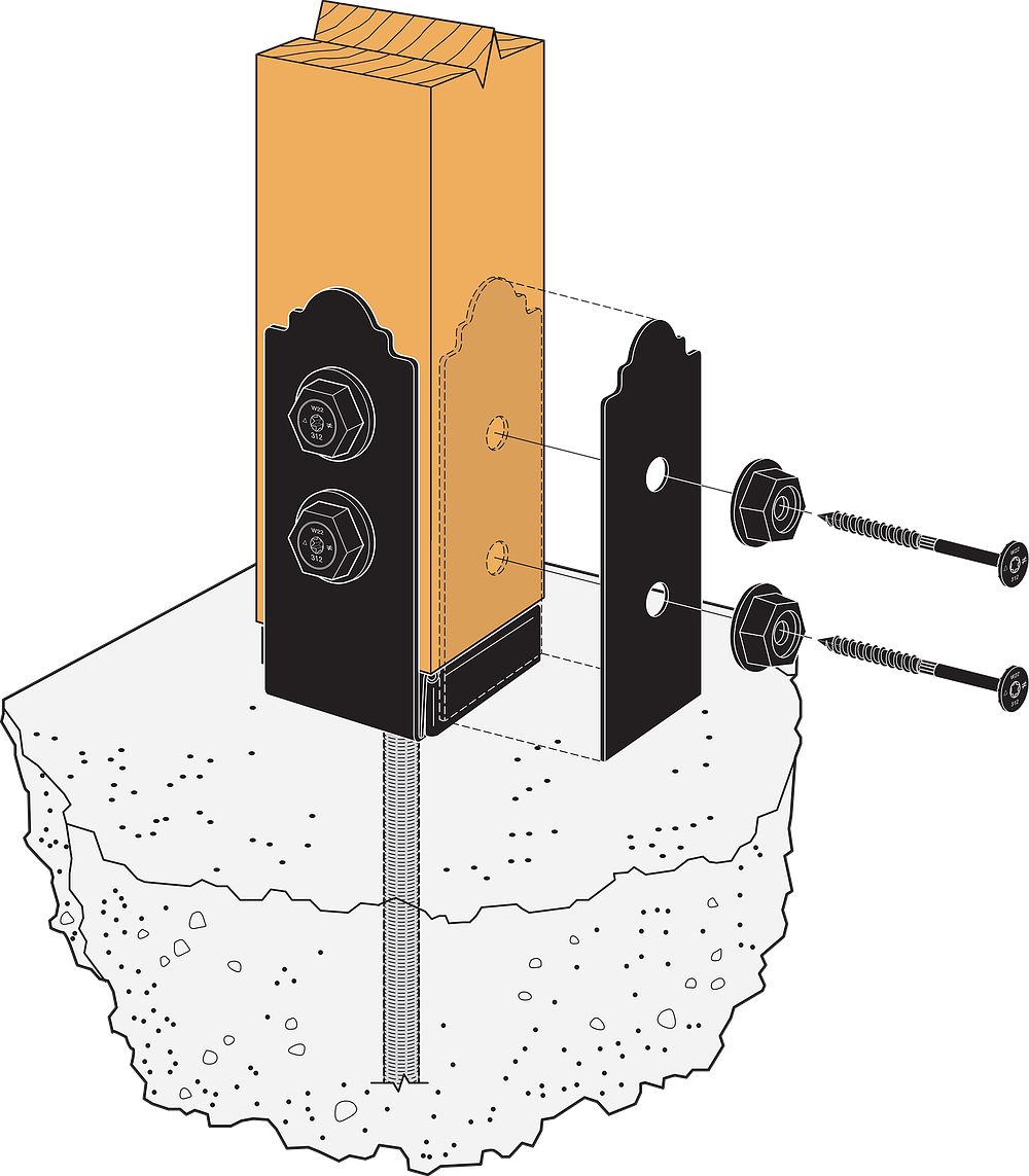 Simpson Strong-Tie APB44R 4X4 Black Rough Post Base