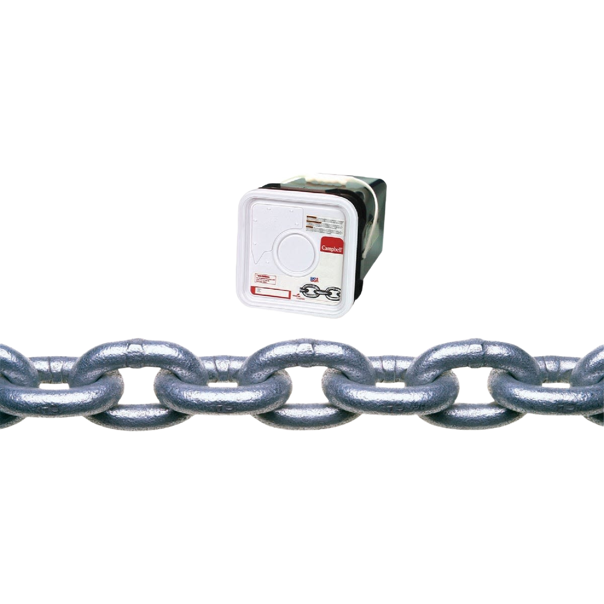 Galvanized low-carbon steel chain coil with 3/8 inch links, 45 feet long for home improvement projects