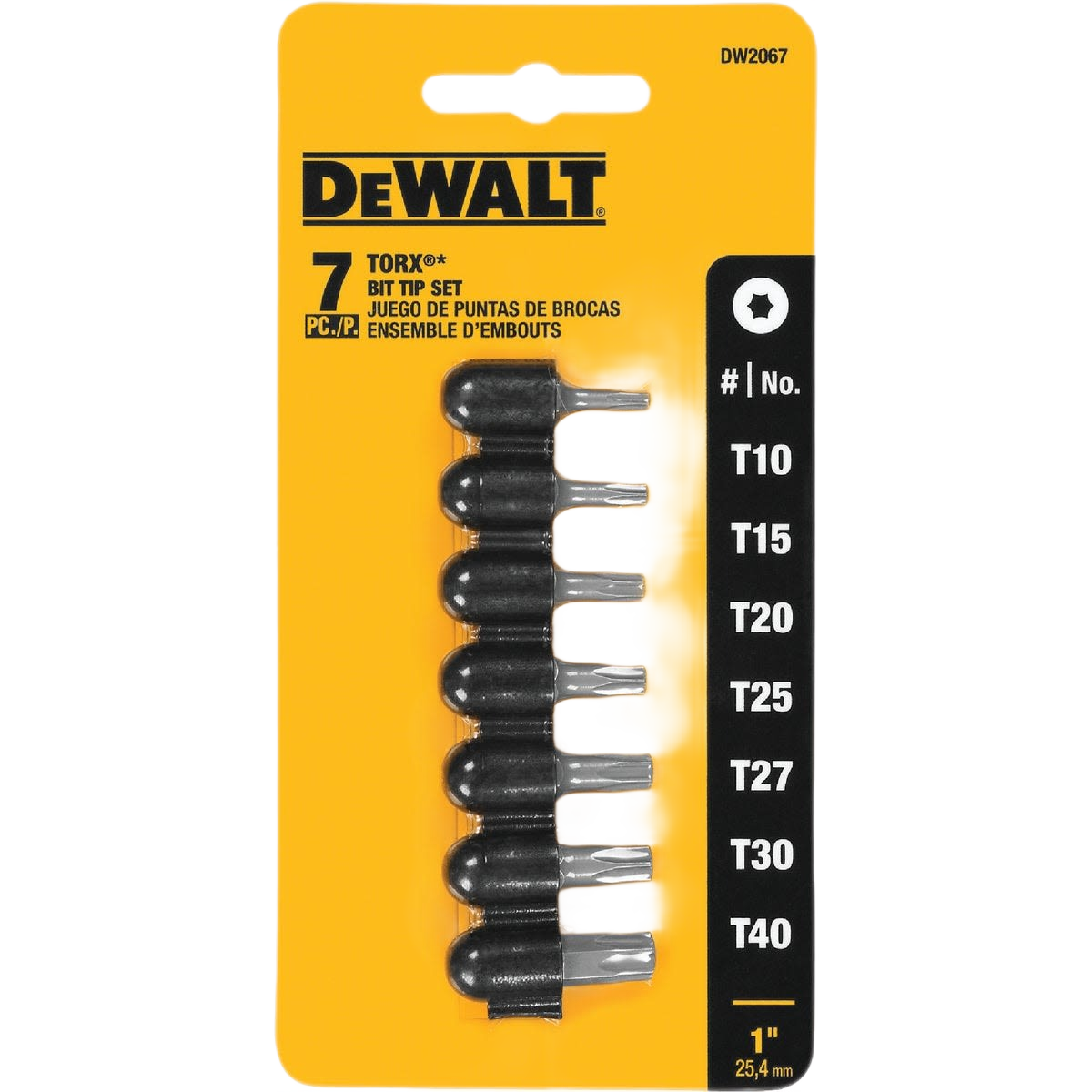 Set of 7 Torx insert screwdriver bits in black holder for versatile fastening in tool accessories and power tool collections