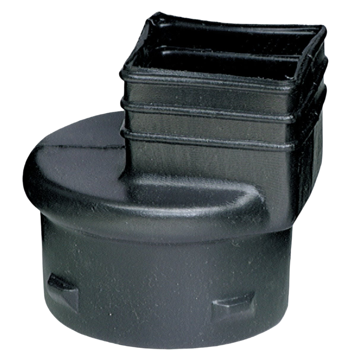 Black polyethylene female corrugated downspout adapter for plumbing and gutters in pipes and fittings collections under $50