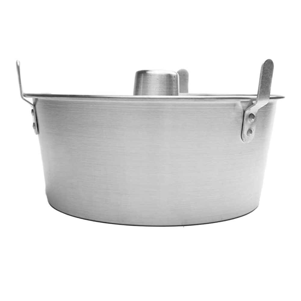 Aluminum loose bottom angel food cake pan with center tube and latch handles in kitchenware and bakeware collections