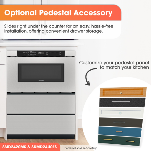 24" Microwave Drawer with 1.2 cu ft cavity,  950W, Sensor, angled touch