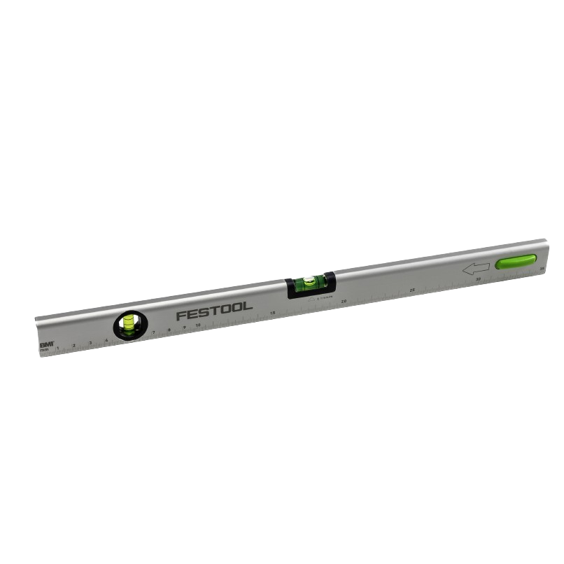 Silver aluminum level with dual bubble vials and measurement markings for precise tools and home improvement tasks