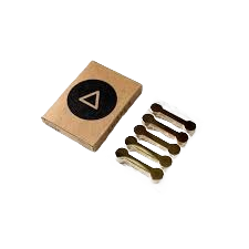 Set of five solid brass barbells for woodworking tool accessories, designed to prevent wood checks during projects