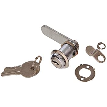 Solid brass cam lock with keys and mounting hardware for secure utility applications in hardware and locks collections