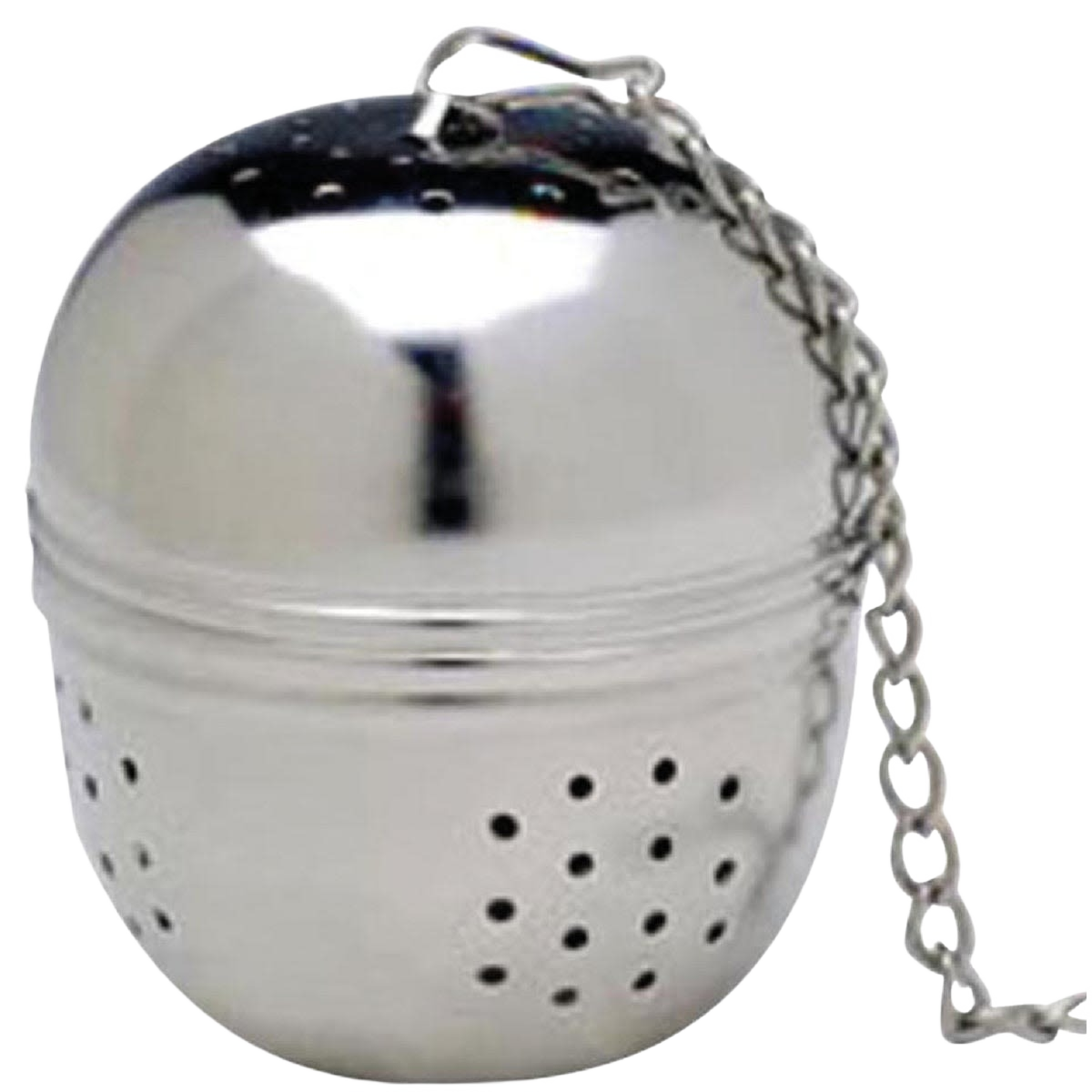 Chrome-plated tea infuser with chain for steeping loose leaf tea in kitchenware and kitchen gadgets collections under $50