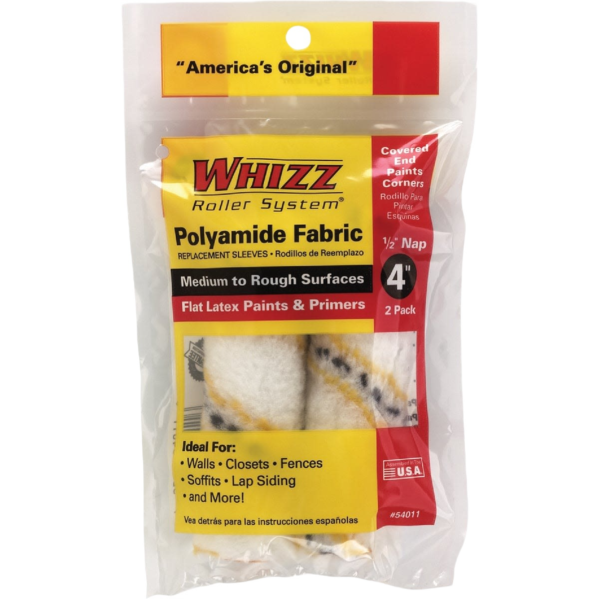 Whizz Gold Stripe woven fabric roller covers for medium to rough surfaces, designed for paint and primer application under $50 collections