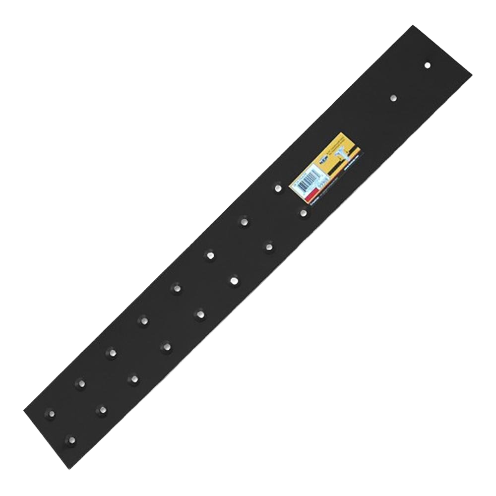 Black metal speed brace with multiple rivets for structural support in tools and home improvement tasks