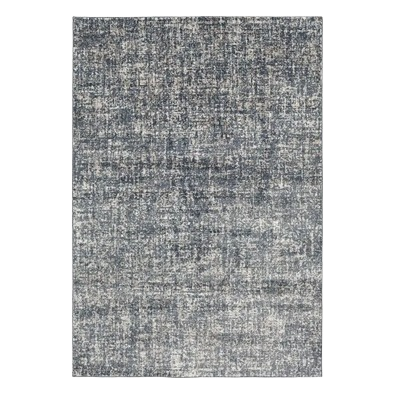 Dusty blue and beige area rug in a modern-traditional style, perfect for home decor and flooring collections