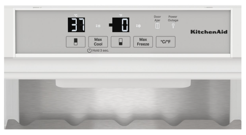KitchenAid refrigerator digital control panel with temperature display and quick-cool and freeze functions in Appliances collection