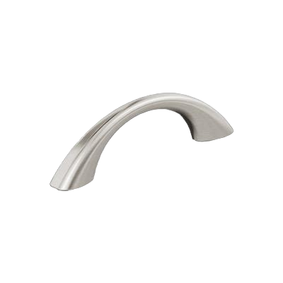Satin nickel cabinet pull with smooth arch design for home improvement and kitchen hardware upgrades