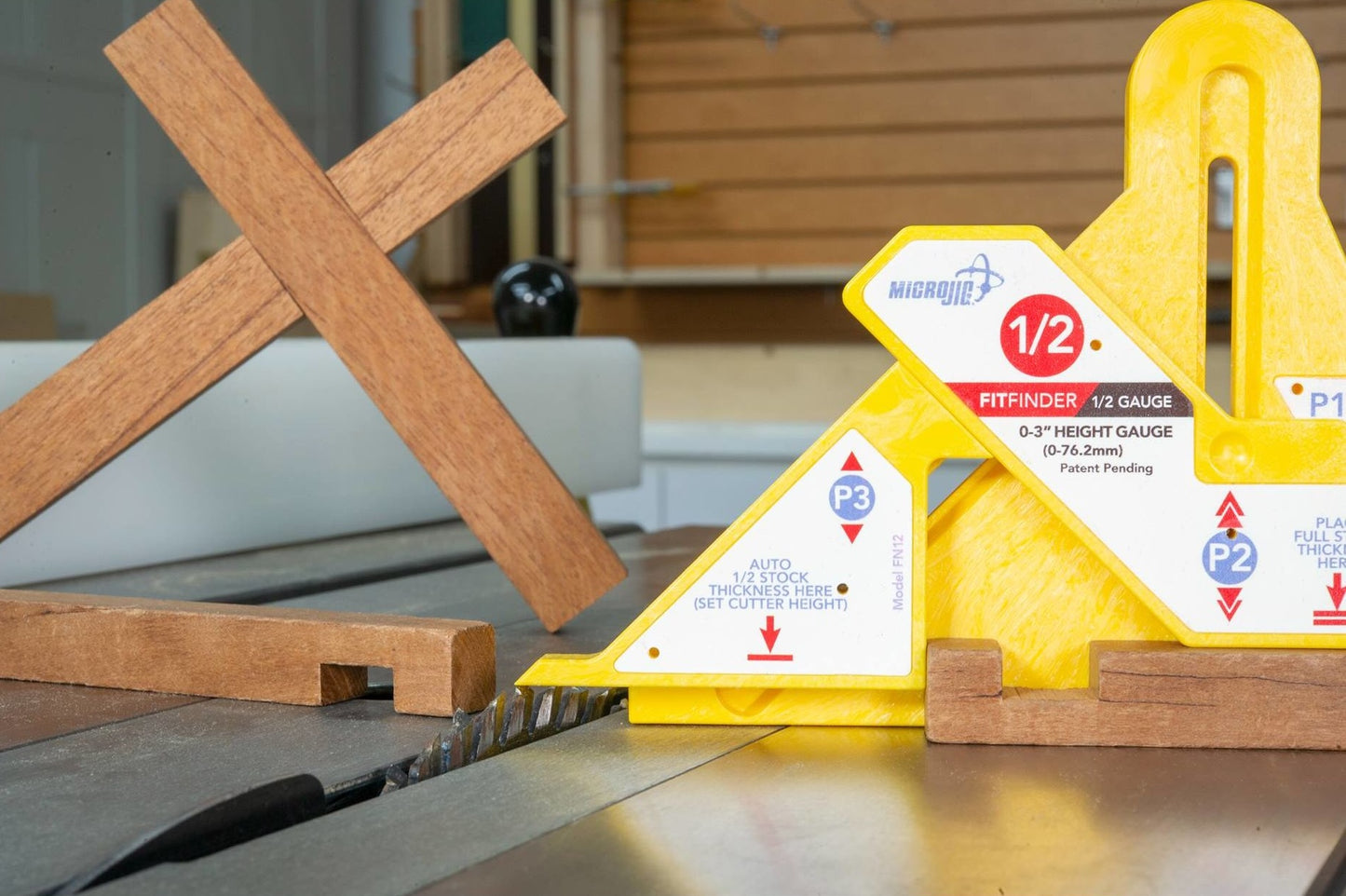 Yellow half thickness gauge tool for saw and power tool accessories in home improvement collections
