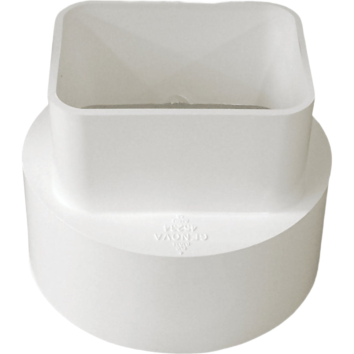White PVC pipe downspout adapter for gutters connecting to sewer pipes in plumbing and pipes & fittings collections