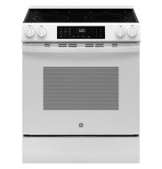 White slide-in electric convection range with digital controls, smooth cooktop, and large oven window in Ranges and Kitchen collections