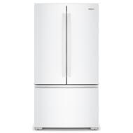 White 36-inch wide French door refrigerator with bottom freezer for kitchen appliances and home improvement.