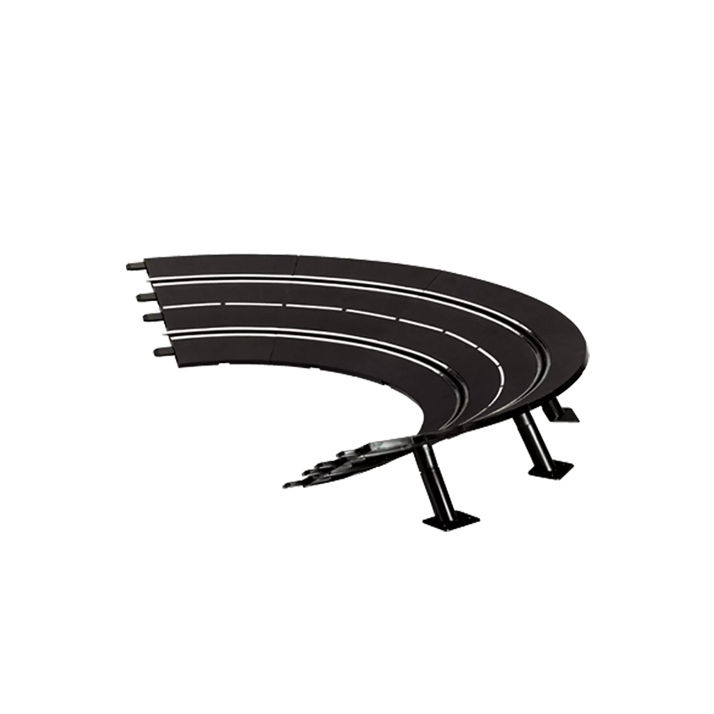 Set of six black 1/30 degree high banked curve track sections with supports in Carrera Toys and Vehicles collection