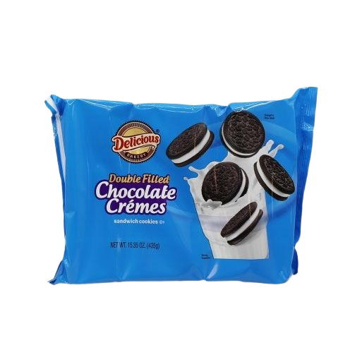 Package of double filled chocolate creme sandwich cookies in Chips & Snacks and Food & Beverage collections under $25 category
