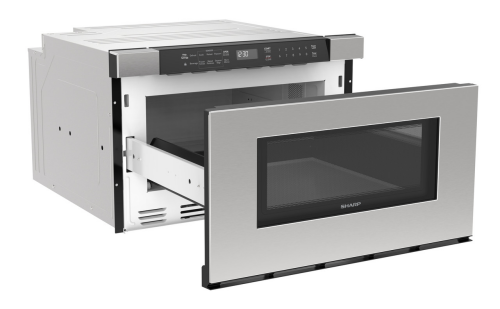 Built-in microwave drawer with stainless steel finish, digital control panel, and spacious 1.2 cu ft cavity in appliances collection