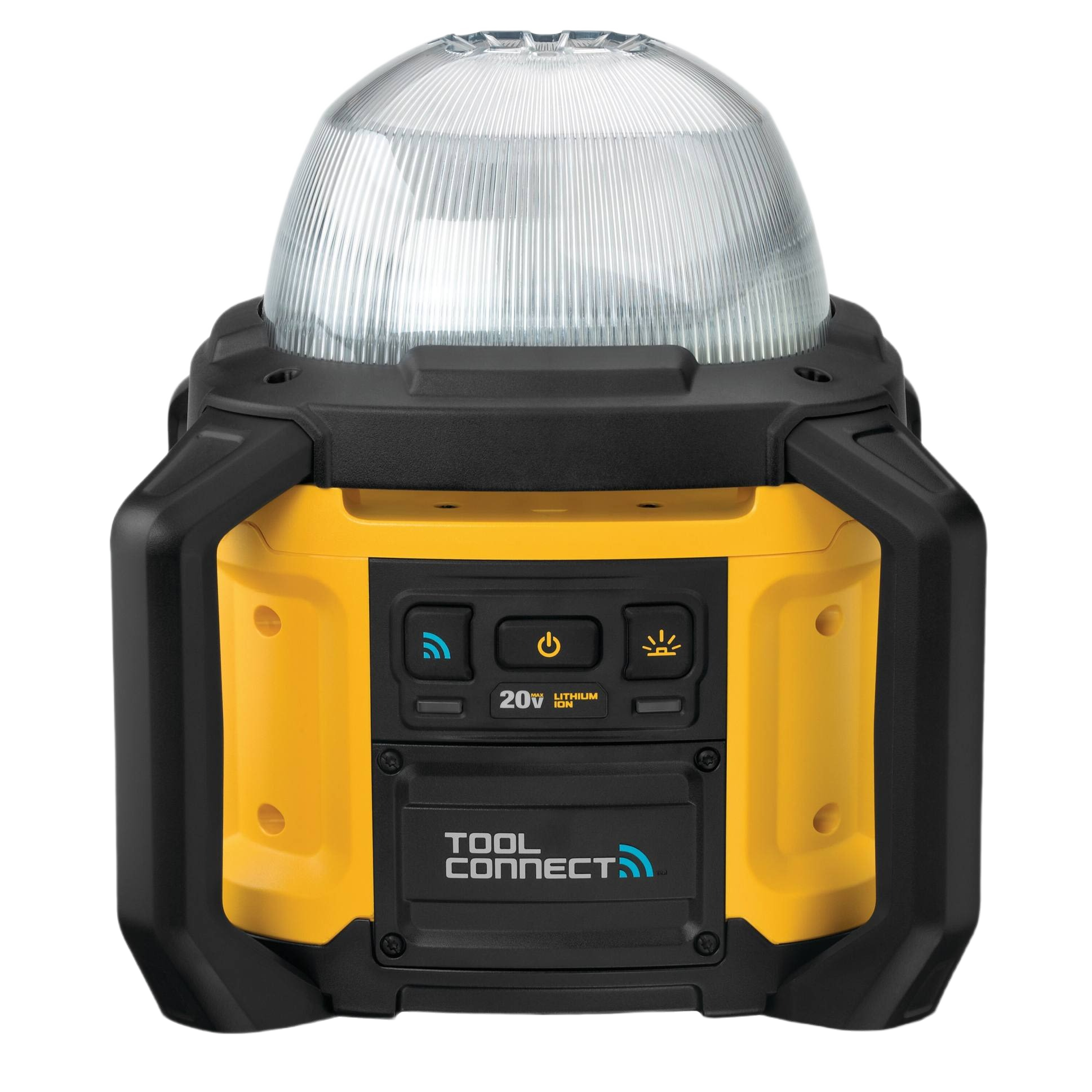 Compact yellow and black cordless LED work light with Tool Connect for home improvement and work light collections