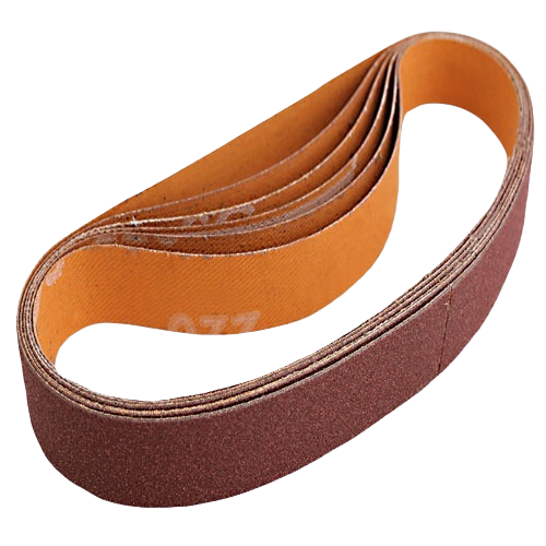 Six-pack of brown 220-grit abrasive sharpener belts for woodworking tool accessories and sandpaper collections
