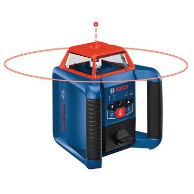 Compact Bosch rotary laser with self-leveling feature and control panel for precision in tools and home improvement tasks