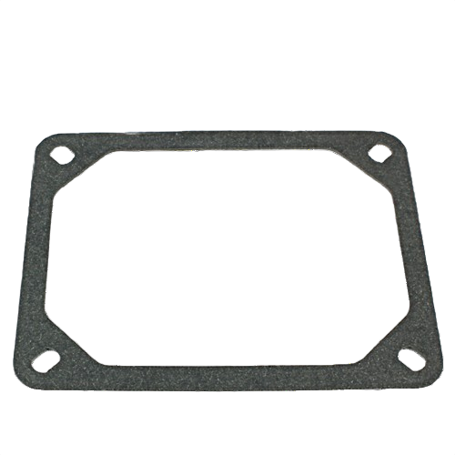 Rectangular gasket with rounded corners and four mounting holes for machinery or automotive sealing applications