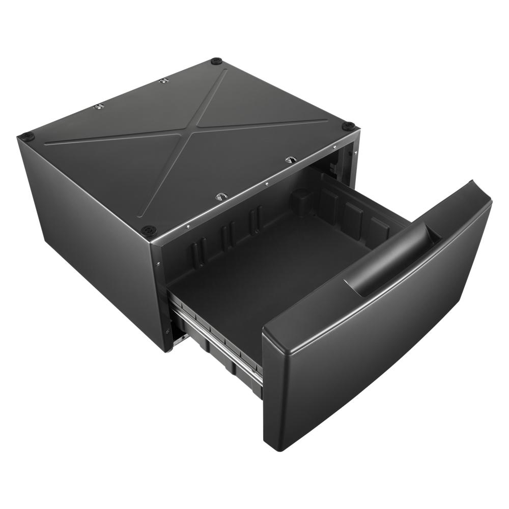 Black storage pedestal drawer for front load washer and dryer in appliance parts and accessories collection