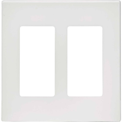White polycarbonate wall plate with two openings and a smooth screwless decor style for home improvement use